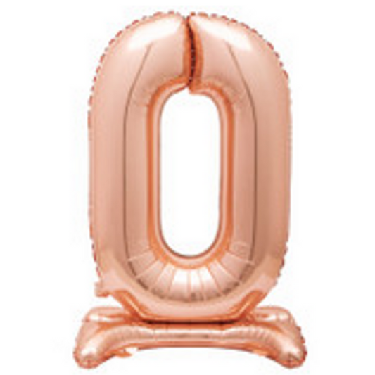 214020-30" Standing Number 0 Balloon - Rose Gold