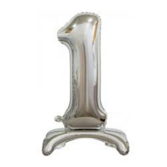 214001 -30" Standing Number 1 Balloon - Silver
