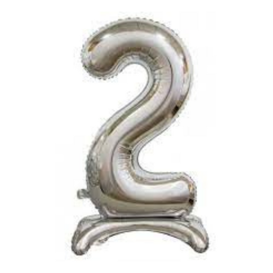214002-30" Standing Number 2 Balloon - Silver
