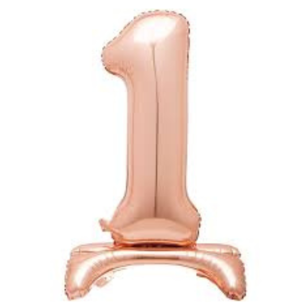 214021-30" Standing Number 1 Balloon - Rose Gold