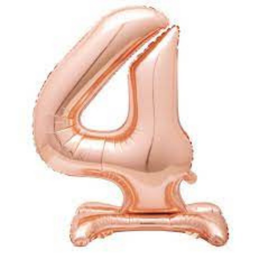 214024-30" Standing Number 4 Balloon - Rose Gold