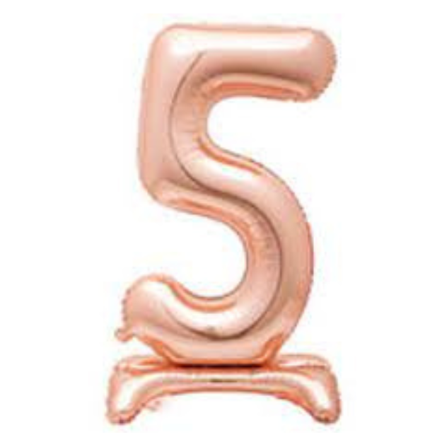 214025-30" Standing Number 5 Balloon - Rose Gold