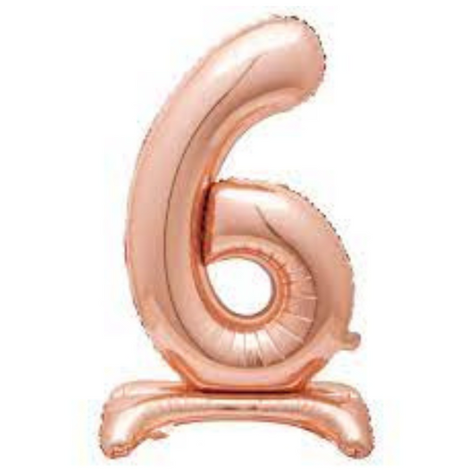 214026-30" Standing Number 6 Balloon - Rose Gold