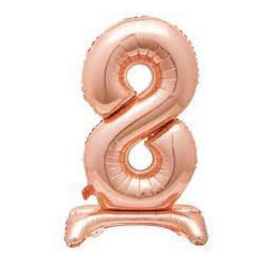 214028-30" Standing Number 8 Balloon - Rose Gold