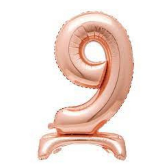 214029-30" Standing Number 9 Balloon - Rose Gold