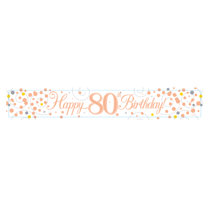 Happy 80th Birthday Rose Gold Banner
