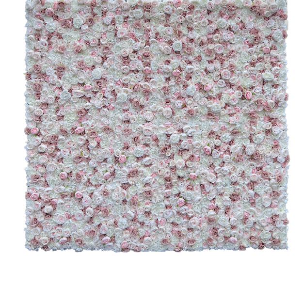 4177-White & Soft Pink Flower Wall