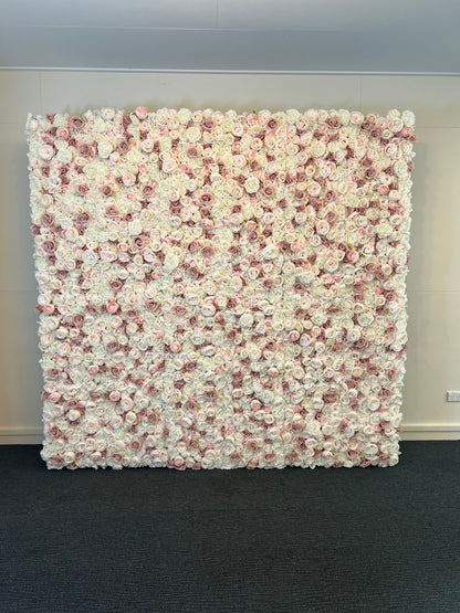 4177-White & Soft Pink Flower Wall