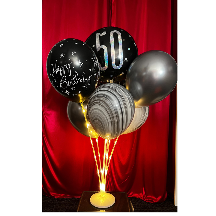 Balloon Stand with white lights including x6 latex balloons x1 foil